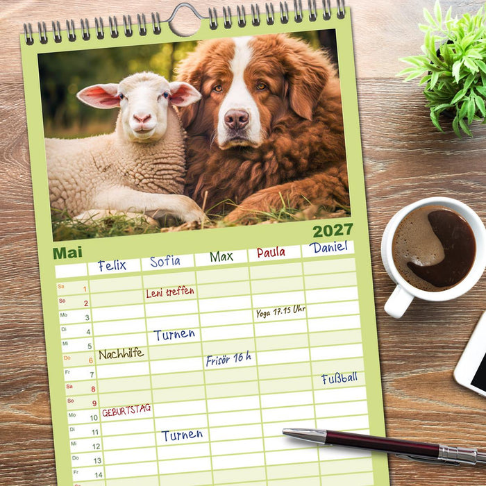 Bauernhof-Freunde - Hunde und ihre tierischen Freundschaften (CALVENDO Familienplaner 2027)