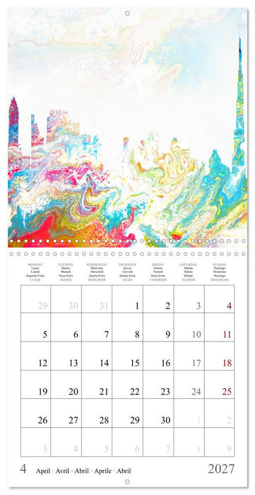 Colorful metropolises of the world - Acrylic Pouring of skylines of famous world cities (CALVENDO Monthly Calendar 2027)