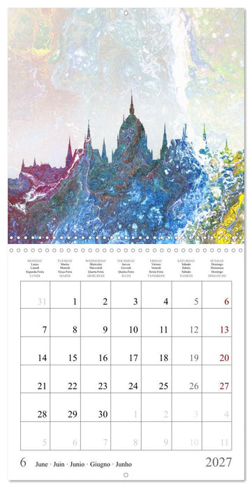 Colorful metropolises of the world - Acrylic Pouring of skylines of famous world cities (CALVENDO Monthly Calendar 2027)