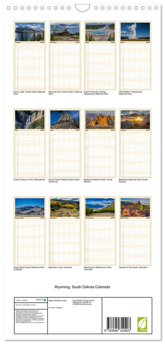 Wyoming, South Dakota Colorado (CALVENDO Familienplaner 2027)