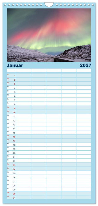 Magie der Nordlichter Islands (CALVENDO Familienplaner 2027)