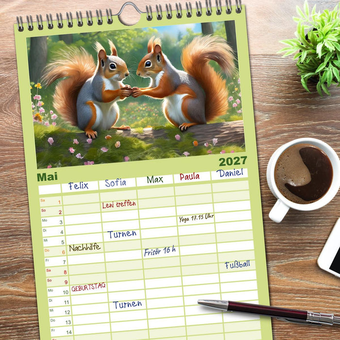 Der Eichhörnchen-Kalender (CALVENDO Familienplaner 2027)