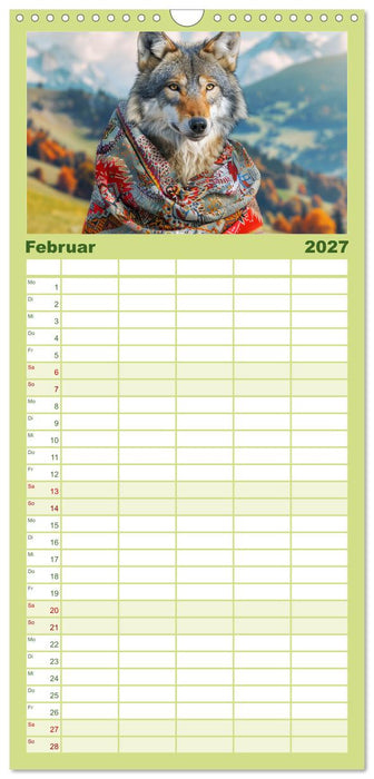 Wilder Style. Modische Wölfe in der Natur (CALVENDO Familienplaner 2027)