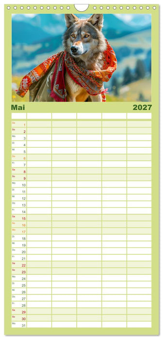 Wilder Style. Modische Wölfe in der Natur (CALVENDO Familienplaner 2027)