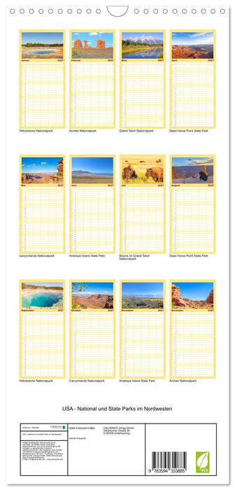USA - National und State Parks im Nordwesten (CALVENDO Familienplaner 2027)