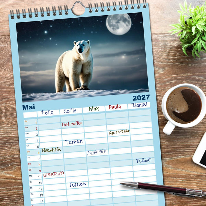Eisbären im Fokus (CALVENDO Familienplaner 2027)