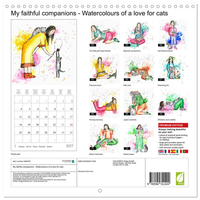 My faithful companions - Watercolours of a love for cats (CALVENDO Monthly Calendar 2027)