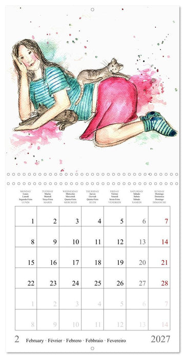 My faithful companions - Watercolours of a love for cats (CALVENDO Monthly Calendar 2027)
