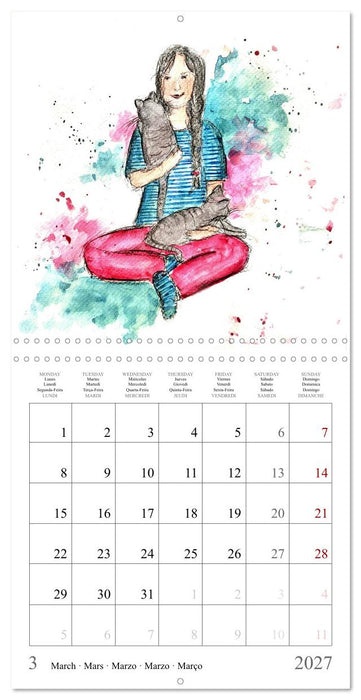 My faithful companions - Watercolours of a love for cats (CALVENDO Monthly Calendar 2027)