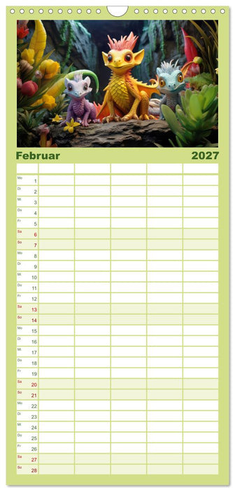 Farbenfrohe Fantasiedrachen (CALVENDO Familienplaner 2027)