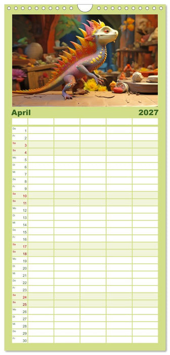 Farbenfrohe Fantasiedrachen (CALVENDO Familienplaner 2027)