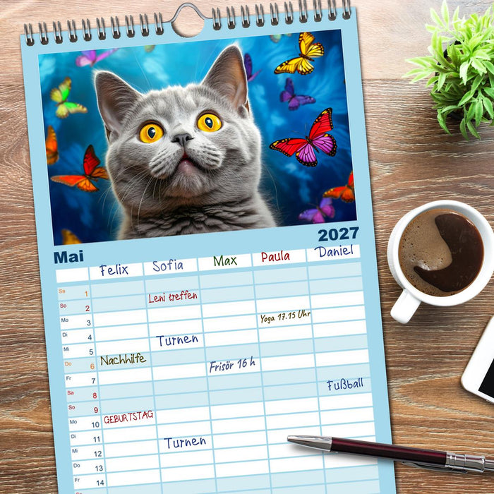 Die Katze und der Schmetterling (CALVENDO Familienplaner 2027)