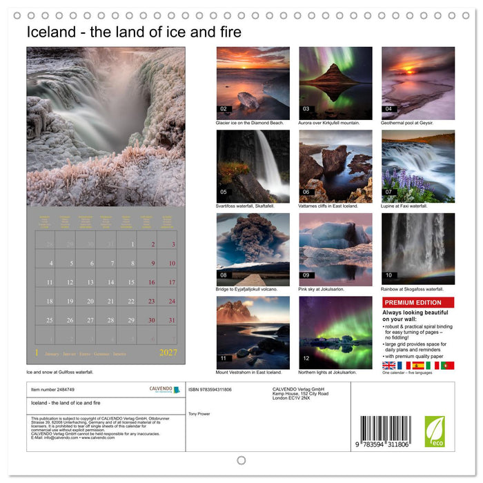 Iceland - the land of ice and fire (CALVENDO Monthly Calendar 2027)