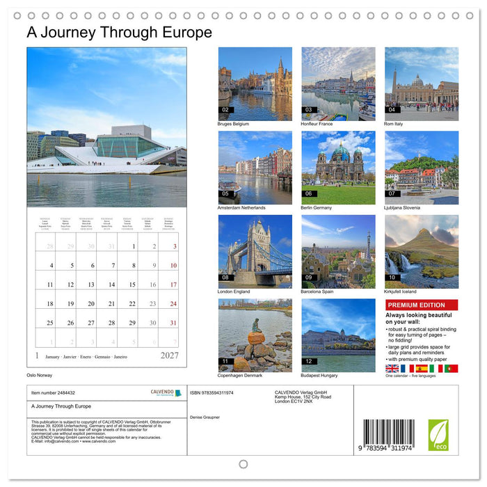 A Journey Through Europe (CALVENDO Monthly Calendar 2027)