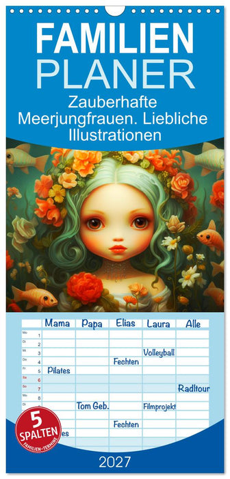 Zauberhafte Meerjungfrauen. Liebliche Illustrationen (CALVENDO Familienplaner 2027)