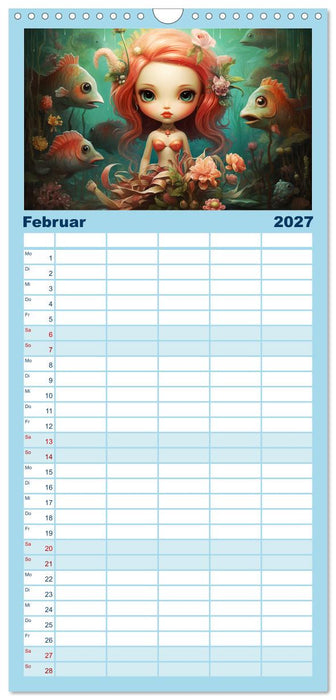 Zauberhafte Meerjungfrauen. Liebliche Illustrationen (CALVENDO Familienplaner 2027)