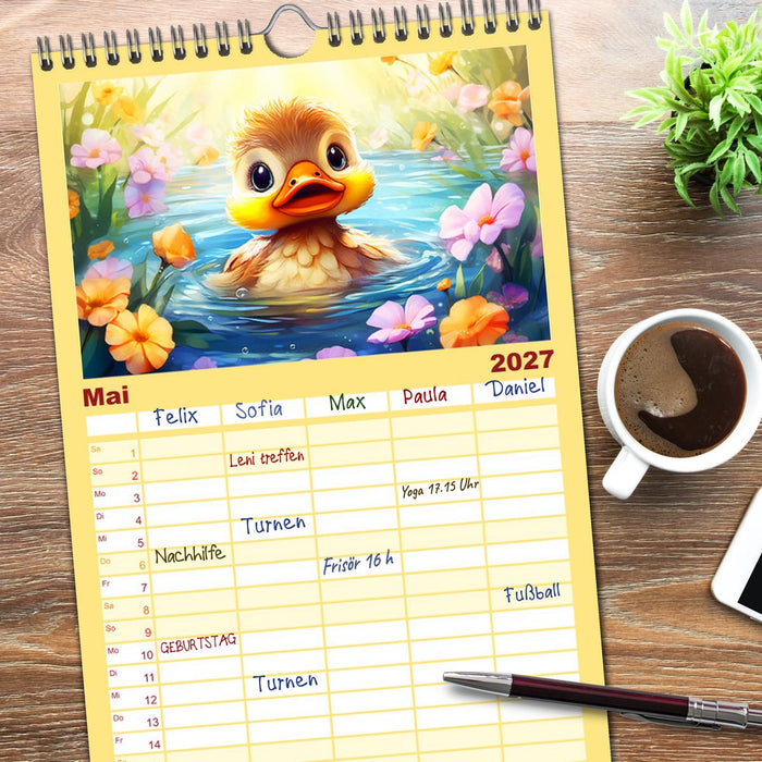 Lustige Enten. Niedlich und farbenfroh (CALVENDO Familienplaner 2027)