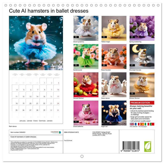 Cute AI hamsters in ballet dresses (CALVENDO Monthly Calendar 2027)