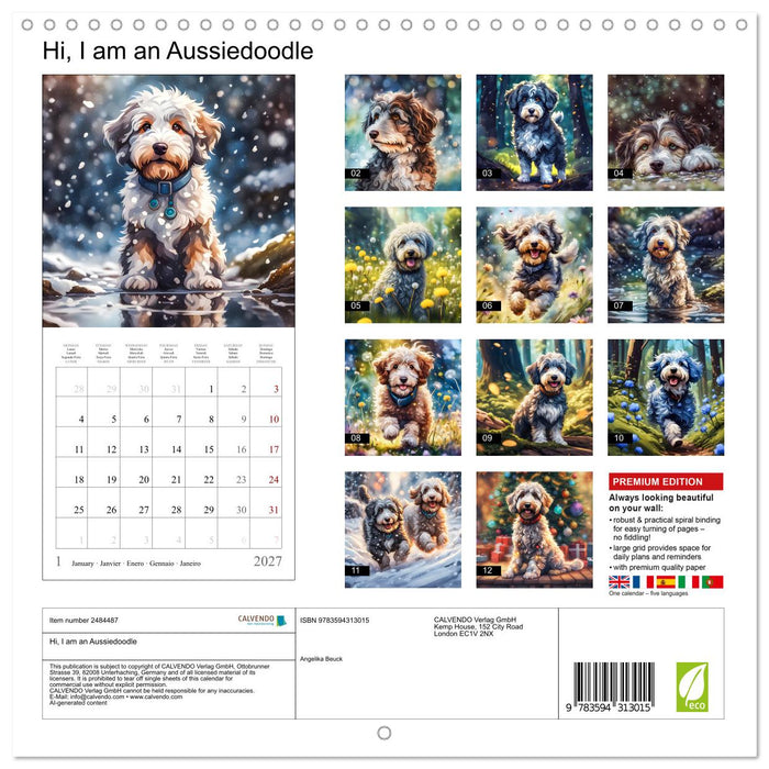 Hi, I am an Aussiedoodle (CALVENDO Monthly Calendar 2027)