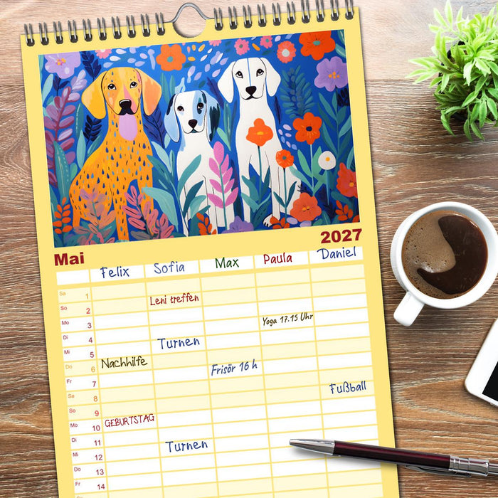 Hunde Kunstwerke - Hunde im Stil des Fauvismus künstlerisch gestaltet (CALVENDO Familienplaner 2027)