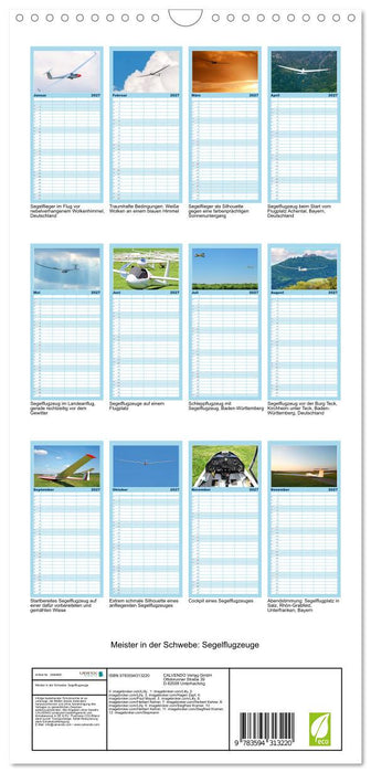 Meister in der Schwebe: Segelflugzeuge (CALVENDO Familienplaner 2027)