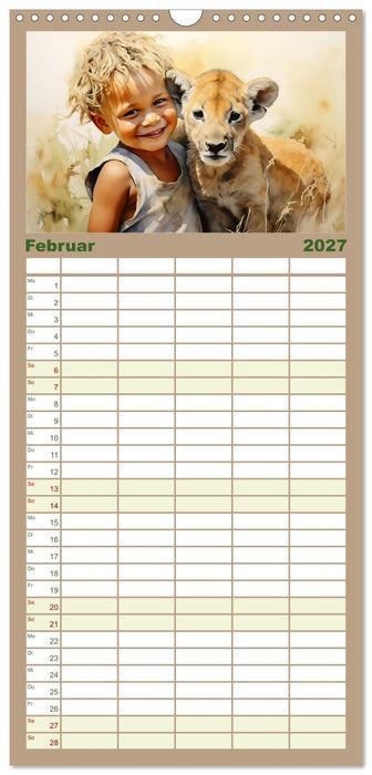 Kinder und Tiere (CALVENDO Familienplaner 2027)