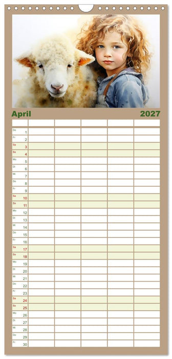 Kinder und Tiere (CALVENDO Familienplaner 2027)