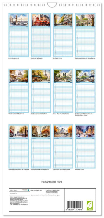 Romantisches Paris (CALVENDO Familienplaner 2027)