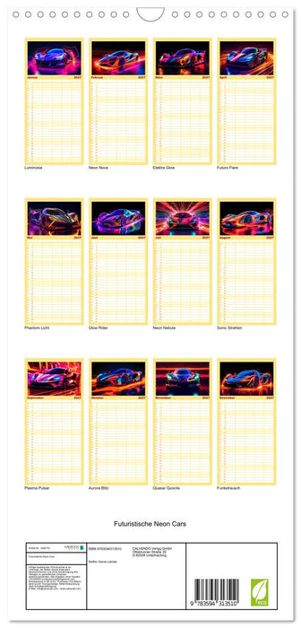 Futuristische Neon Cars (CALVENDO Familienplaner 2027)