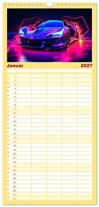 Futuristische Neon Cars (CALVENDO Familienplaner 2027)