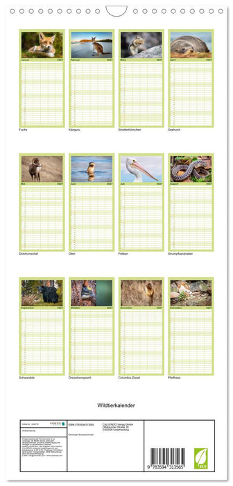 Wildtierkalender (CALVENDO Familienplaner 2027)