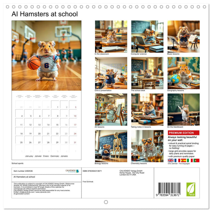 AI Hamsters at school (CALVENDO Monthly Calendar 2027)
