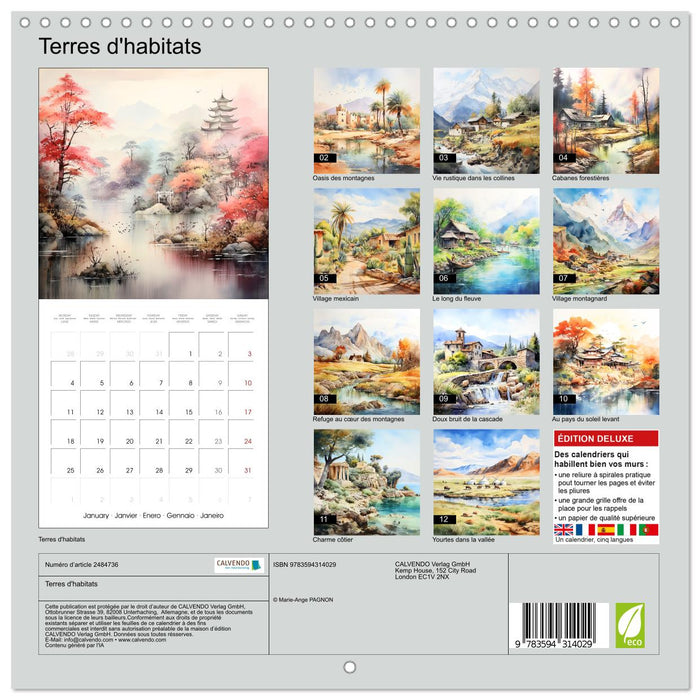 Terres d'habitats (CALVENDO Calendrier mensuel 2027)