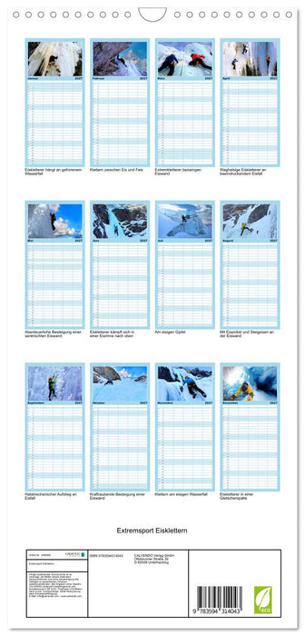 Extremsport Eisklettern (CALVENDO Familienplaner 2027)