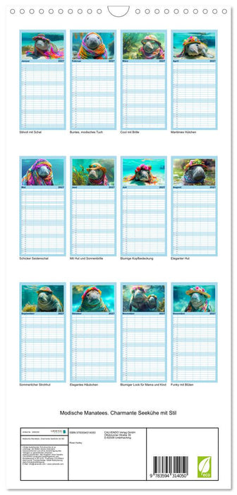 Modische Manatees. Charmante Seekühe mit Stil (CALVENDO Familienplaner 2027)