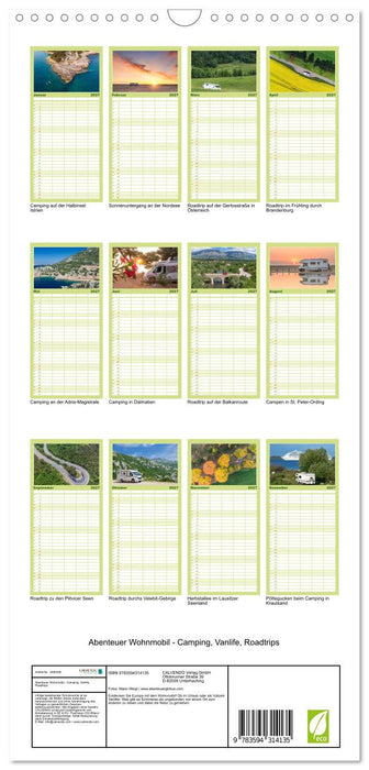 Abenteuer Wohnmobil - Camping, Vanlife, Roadtrips (CALVENDO Familienplaner 2027)