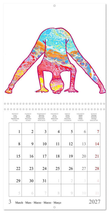 Colorful yoga power world - Acrylic Pouring meets Yoga (CALVENDO Monthly Calendar 2027)