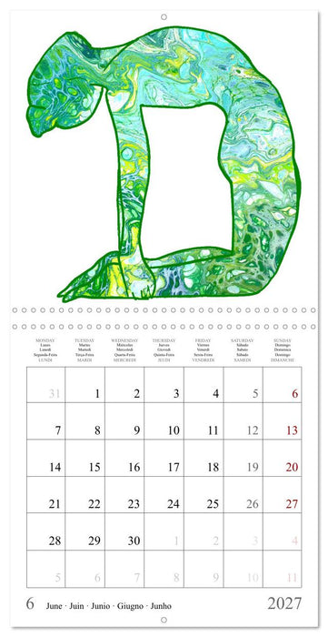 Colorful yoga power world - Acrylic Pouring meets Yoga (CALVENDO Monthly Calendar 2027)