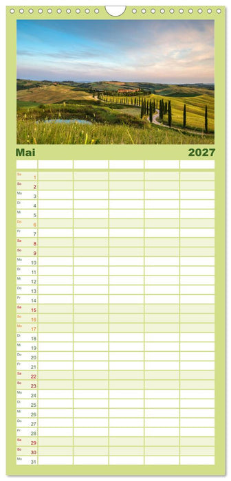 Grüne Farbtöne Toskana (CALVENDO Familienplaner 2027)