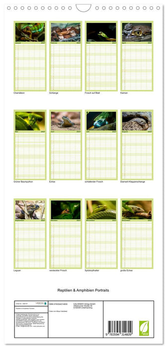 Reptilien & Amphibien Portraits (CALVENDO Familienplaner 2027)