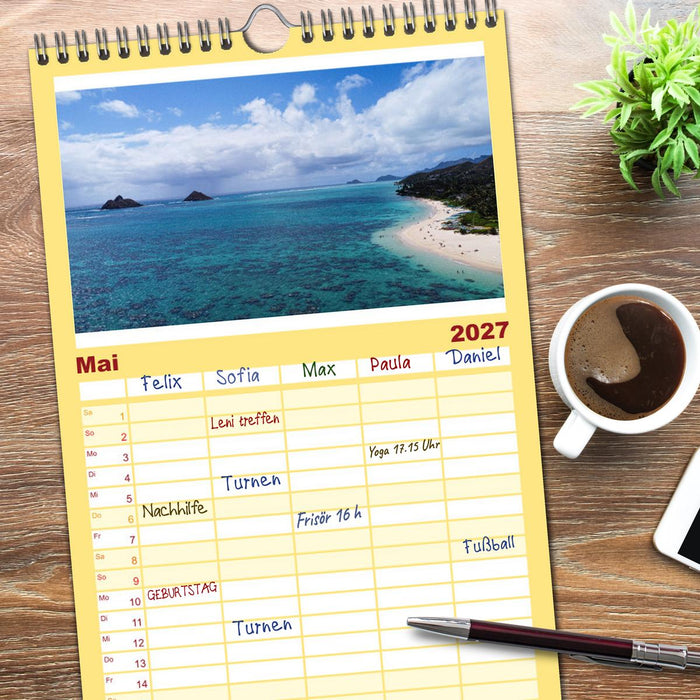 Hawaii - Eindrücke von Big Island, Kauai & Oahu (CALVENDO Familienplaner 2027)