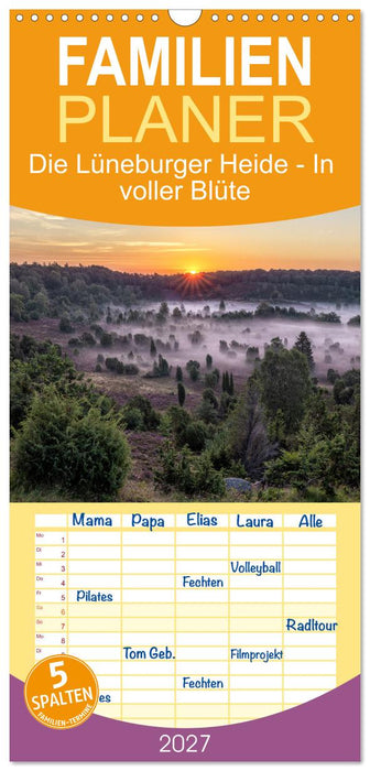 Die Lüneburger Heide - In voller Blüte (CALVENDO Familienplaner 2027)