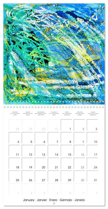 Emerald Waves - Watercolour experiments in green and blue (CALVENDO Monthly Calendar 2027)