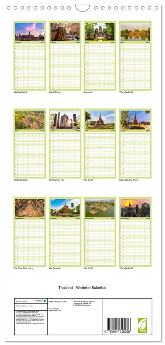 Thailand - Welterbe Sukothai (CALVENDO Familienplaner 2027)