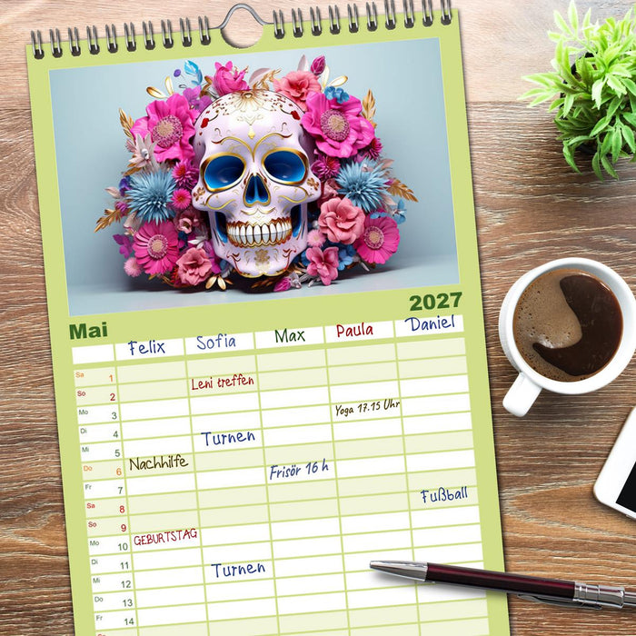 Skull Flower - Totenkopf ART (CALVENDO Familienplaner 2027)