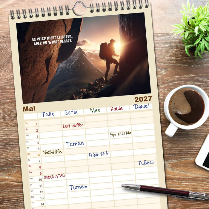 Motivation und Bergsteigen (CALVENDO Familienplaner 2027)