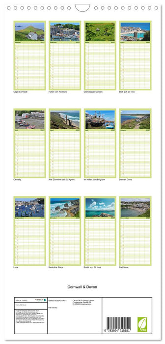 Cornwall & Devon (CALVENDO Familienplaner 2027)