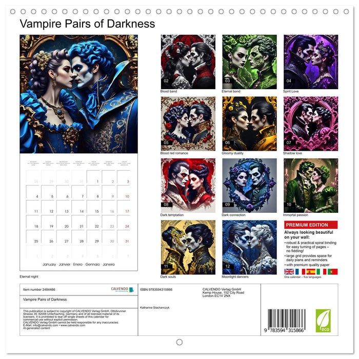 Vampire Pairs of Darkness (CALVENDO Monthly Calendar 2027)