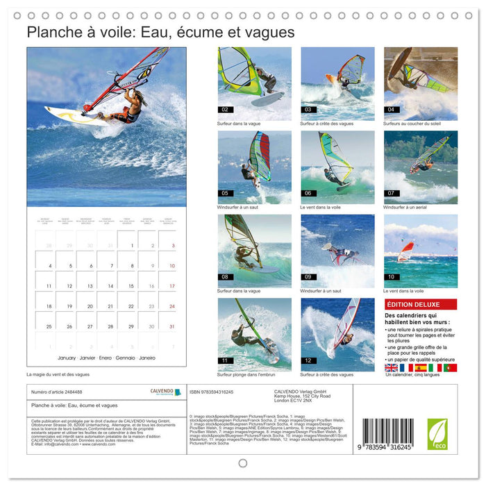 Planche à voile: Eau, écume et vagues (CALVENDO Calendrier mensuel 2027)