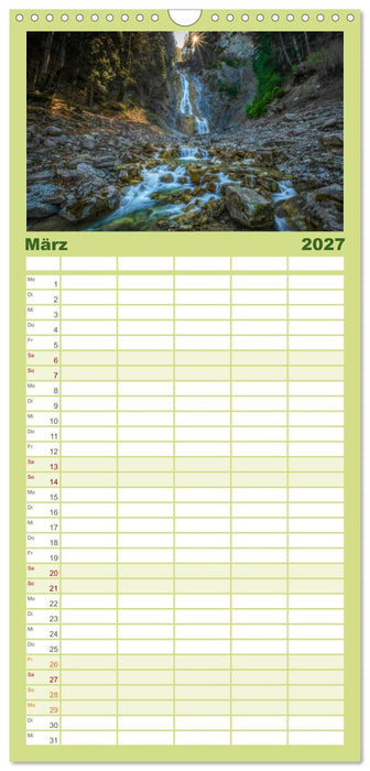 Wasserfallwelt Schweiz (CALVENDO Familienplaner 2027)